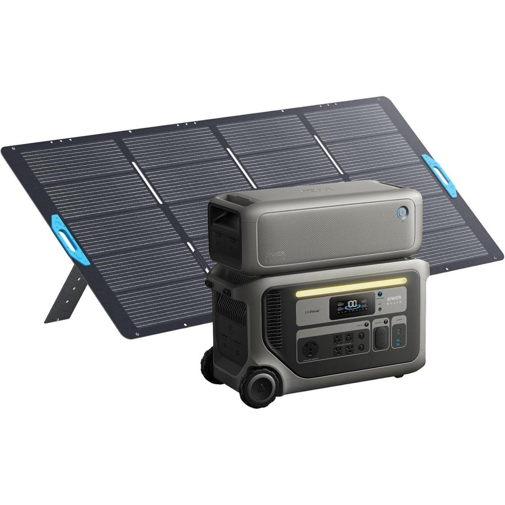 imageAnker SOLIX F3000 Portable Power Station 3072Wh 6000W Recharging Solar Generators for Home Use Expandable to 24kWh Works with Generator For Power Outages Camping RVs EmergenciesAnker SOLIX F3000BP3000 Expansion Battery400W Solar Panel
