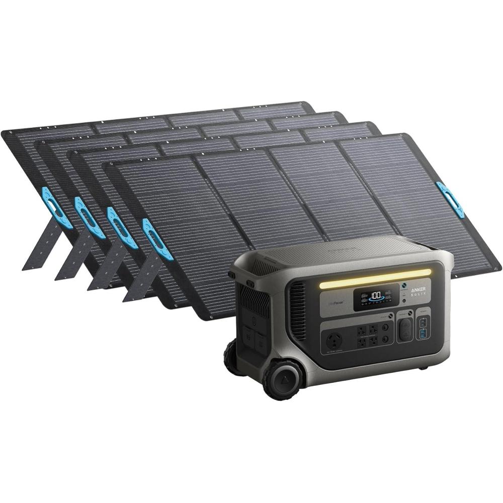 imageAnker SOLIX F3000 Portable Power Station with 2 400W Solar Panels 3072Wh 6000W Recharging Expandable to 24kWh Solar Generators for Home Use For Power Outages RVs EmergenciesAnker SOLIX F30004400W Solar Panel