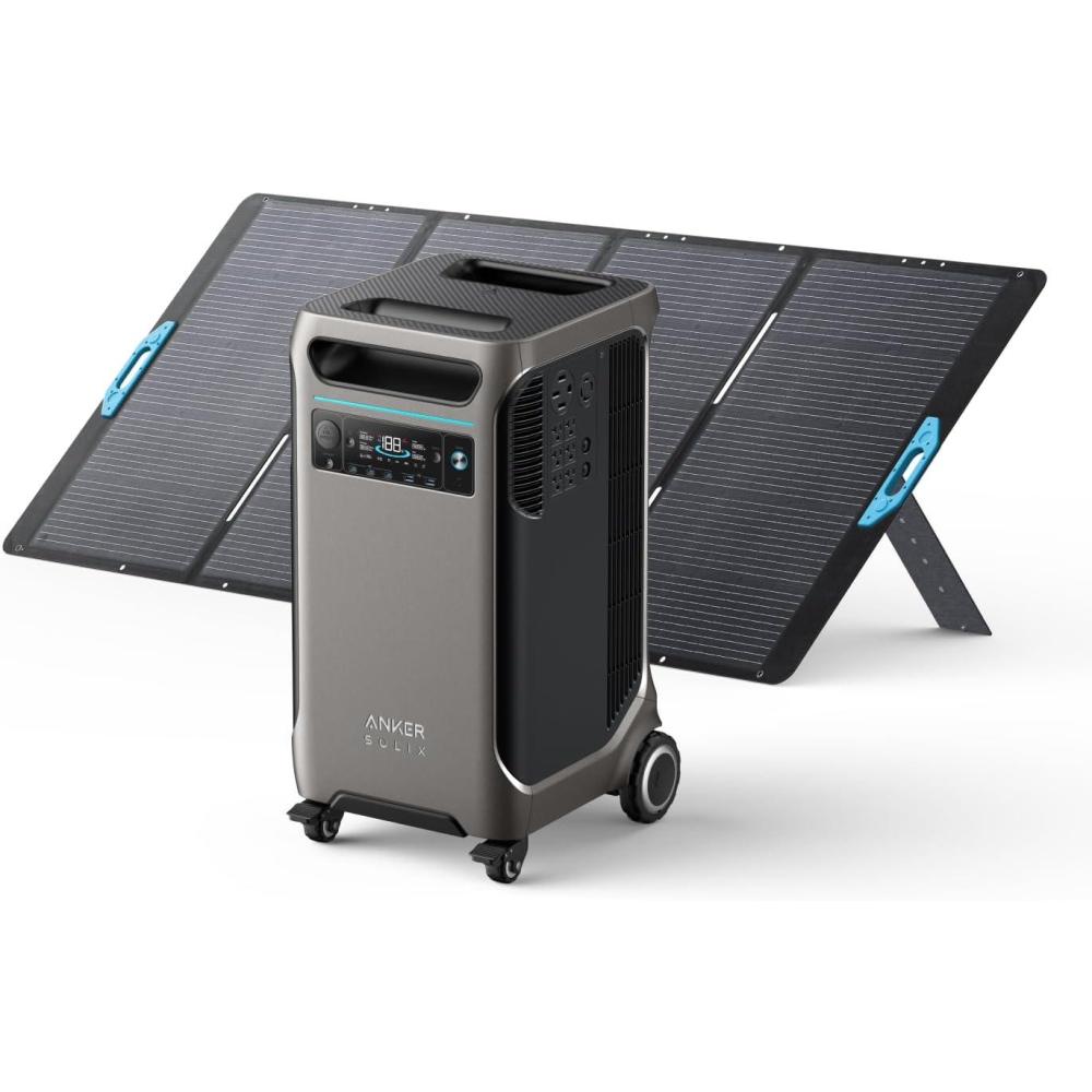 imageAnker SOLIX F3800 Portable Power Station 3840Wh LiFePO4 Batteries UltraHigh 6000W AC Output with 120V240V Solar Generator for Home Backup RVs Emergencies Power Outages and Outdoor CampingAnker SOLIX F3800400W Solar Panel