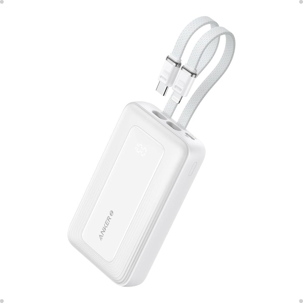 imageAnker Zolo Power Bank 10000mAh 30W Max Fast Portable Charger with Builtin USBC and MFi Certified Lightning Cables USBCampampA Battery Pack for iPhone 1615 Series MacBook Galaxy BlackWhite