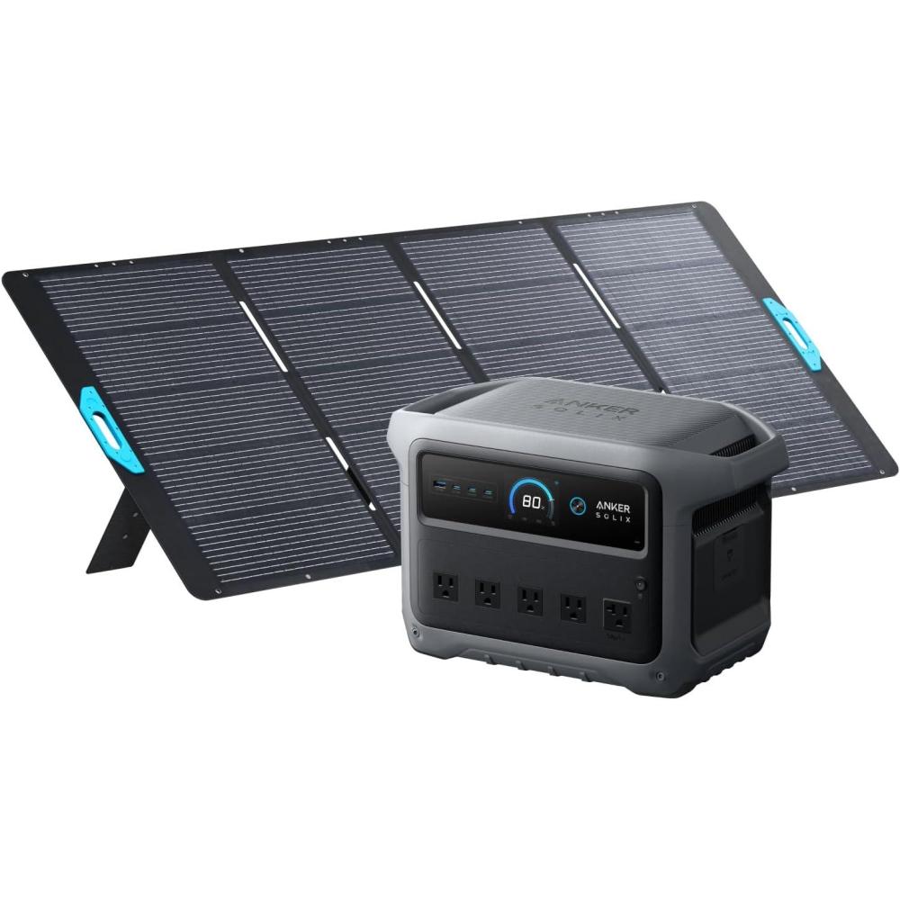 imageAnker SOLIX C1000 Gen 2 Portable Power Station with 200W Solar Panel 2000W Peak 3000W Solar Generator Full Charge in 49 Min 1024Wh LiFePO4 Battery for Home Backup Power Outages and CampingAnker SOLIX C1000 Gen2 with 400W Solar Panel