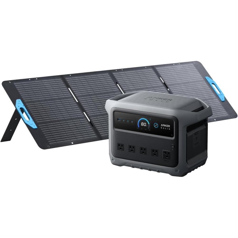 imageAnker SOLIX C1000 Gen 2 Portable Power Station with 200W Solar Panel 2000W Peak 3000W Solar Generator Full Charge in 49 Min 1024Wh LiFePO4 Battery for Home Backup Power Outages and CampingAnker SOLIX C1000 Gen2 with 200W Solar Panel