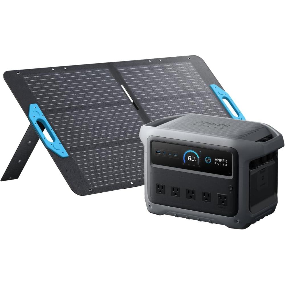 imageAnker SOLIX C1000 Gen 2 Portable Power Station with 200W Solar Panel 2000W Peak 3000W Solar Generator Full Charge in 49 Min 1024Wh LiFePO4 Battery for Home Backup Power Outages and CampingAnker SOLIX C1000 Gen2 with 100W Solar Panel