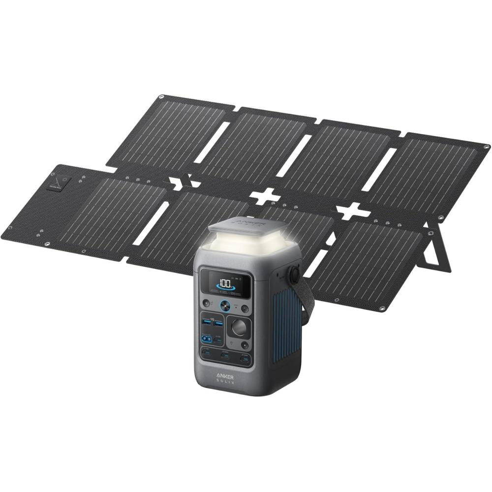 imageAnker SOLIX C200X Portable Power Station 2304Wh LiFePO4 Battery 300W 600W Surge Solar Generator 140W TwoWay Fast Charging For Outdoor Camping Traveling and EmergenciesC300 DC60W Solar Panel