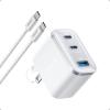 Anker Nano USB C Charger Block, Ultra-Fast 70W Output 3-Port Type C Charger, Fast Charging, Compact and Stylish, for iPhone 16/15 Series, MacBook, iPad, Pixel, Galaxy, and More (White, Cable Included)(White)
