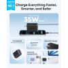 Anker Nano USB C Charger Block, 35W Max 2-Port Compact Charger with Durable Built-in Anker InstaCord Retractable Cable, with iPhone 17/16/15 Series, iPad, and More(White,Non-Battery)(Black)