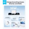 Anker Nano USB C Charger Block, 35W Max 2-Port Compact Charger with Durable Built-in Anker InstaCord Retractable Cable, with iPhone 17/16/15 Series, iPad, and More(White,Non-Battery)(White)