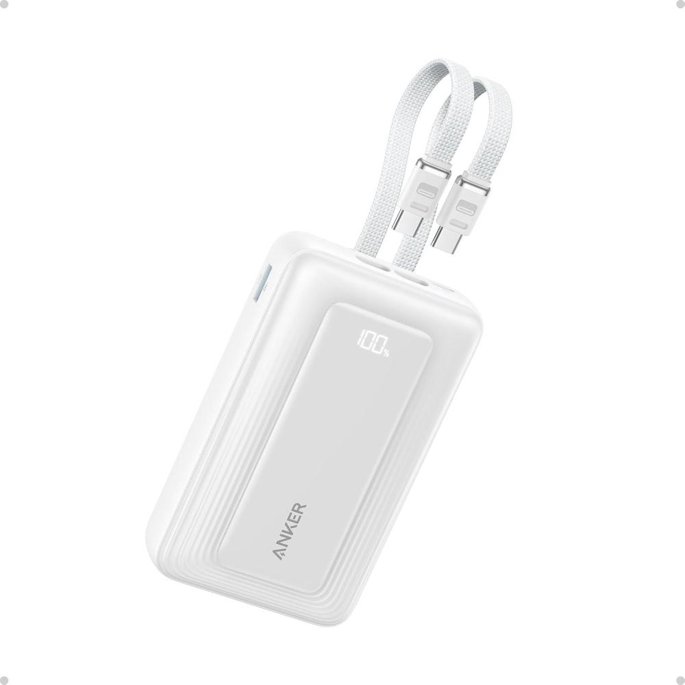 imageAnker Power Bank 20000mAh 30W Max Fast Portable Charger with Builtin USBC and MFi Certified Lightning Cables USBCampampA Battery Pack for iPhone 17161514 Series MacBook GalaxyCC cableWhite