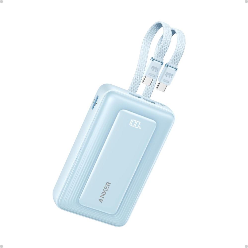 imageAnker Power Bank 20000mAh 30W Max Fast Portable Charger with Builtin USBC and MFi Certified Lightning Cables USBCampampA Battery Pack for iPhone 17161514 Series MacBook GalaxyCC cableBlue
