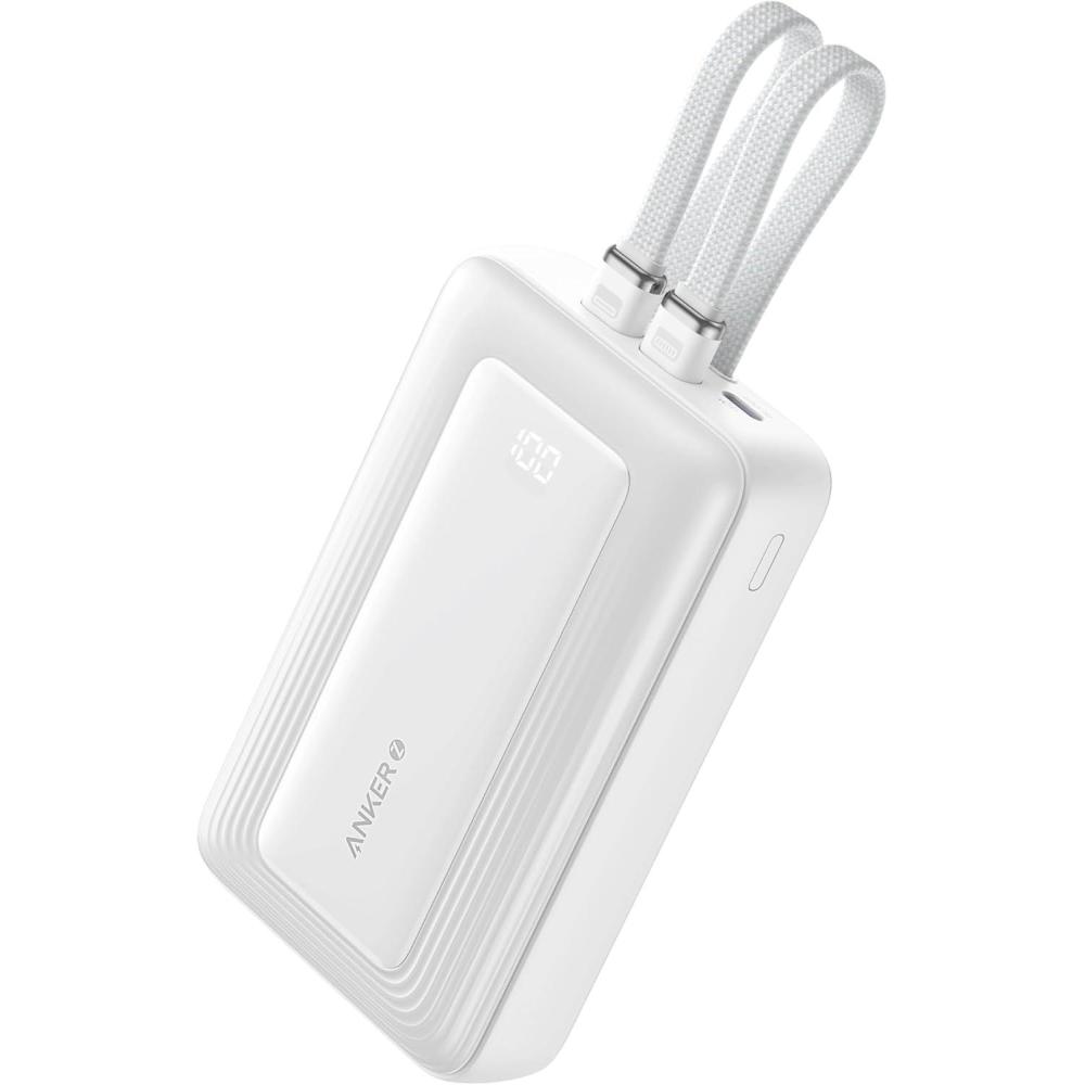 imageAnker Power Bank 20000mAh 30W Max Fast Portable Charger with Builtin USBC and MFi Certified Lightning Cables USBCampampA Battery Pack for iPhone 17161514 Series MacBook GalaxyCL cableWhite