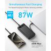 Anker Power Bank, 20,000mAh Travel Essential Portable Charger with Built-in USB-C Cable, 3-Port 87W Max Fast Charging Battery Pack, for MacBook, iPhone 16/15 Series, Samsung, Switch, and More(Violet)