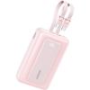 Anker Power Bank, 20,000mAh 30W Max Fast Portable Charger with Built-in USB-C and MFi Certified Lightning Cables, USB-C&A, Battery Pack for iPhone 17/16/15/14 Series, MacBook, Galaxy(C+C cable(Pink))