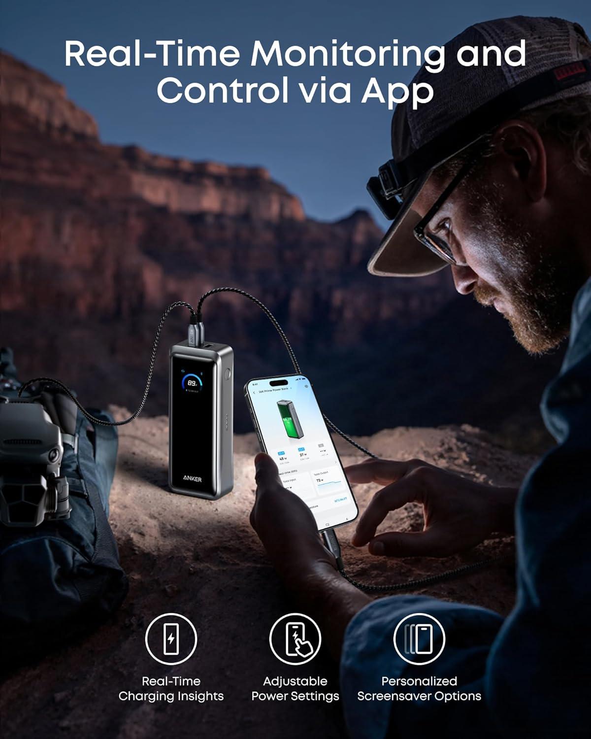 imageAnker Prime Power Bank 26250mAh 3Port Portable Charger with 300W Max Output TwoWay Charging TSAApproved App Control for MacBook iPhone 1716 Series and More Base Not Included