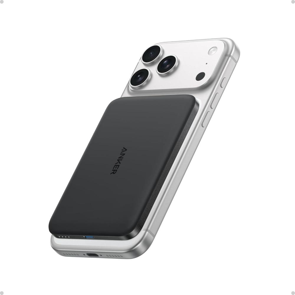imageAnker Nano Power Bank UltraSlim 5000mAh Magnetic Battery Pack Qi2 Certified 15W Max UltraFast MagSafeCompatible Portable Charger Ergonomic Design for iPhone Air171615 Series Not for PixelBlack