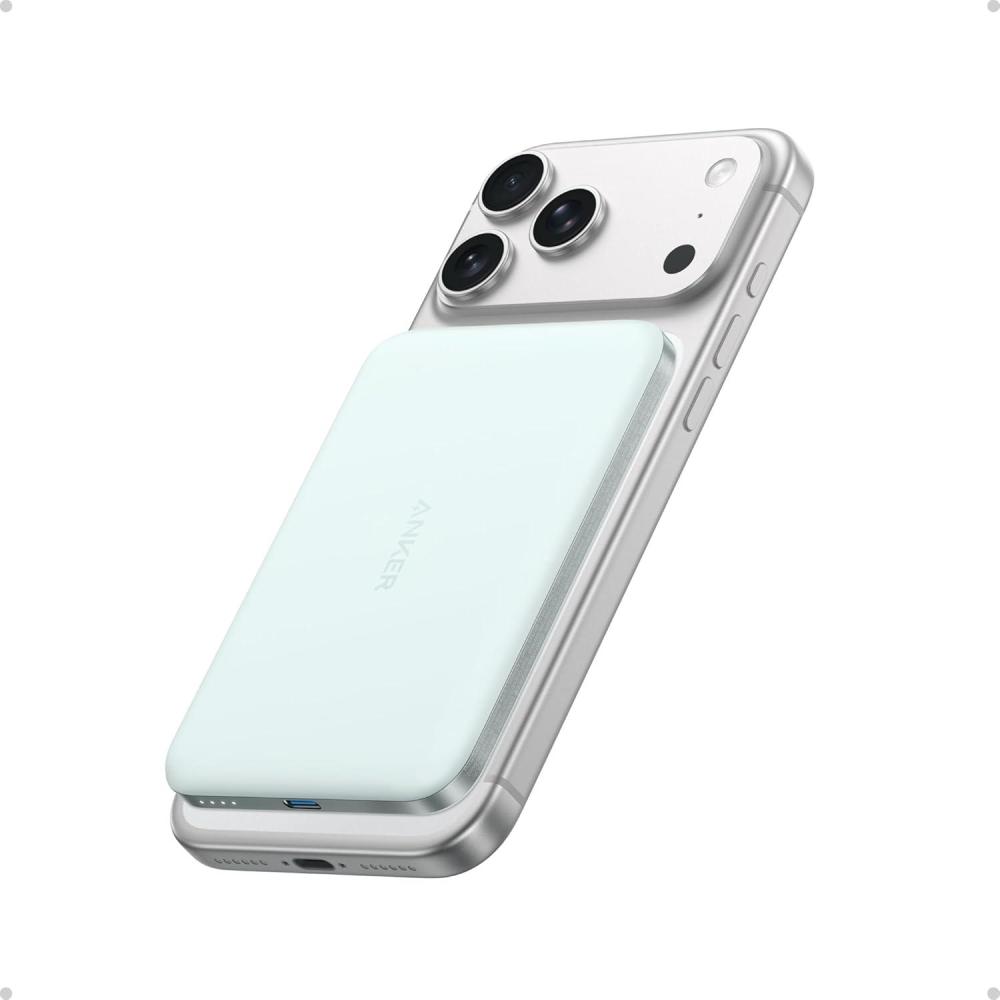 imageAnker Nano Power Bank UltraSlim 5000mAh Magnetic Battery Pack Qi2 Certified 15W Max UltraFast MagSafeCompatible Portable Charger Ergonomic Design for iPhone Air171615 Series Not for PixelGreen