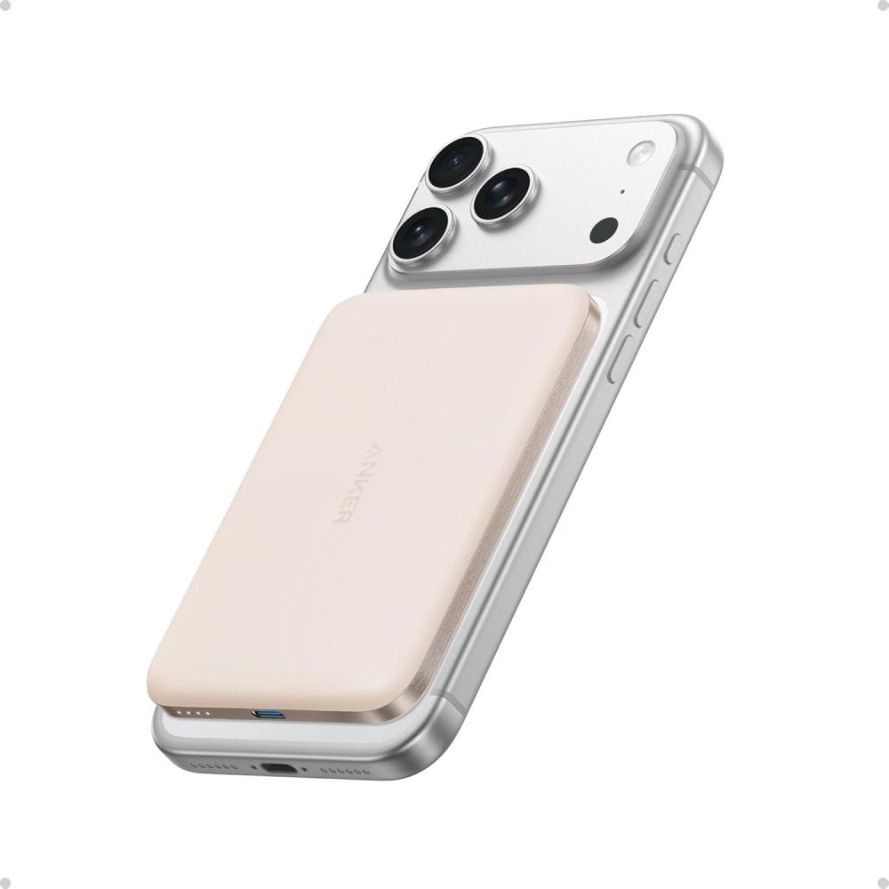 imageAnker Nano Power Bank UltraSlim 5000mAh Magnetic Battery Pack Qi2 Certified 15W Max UltraFast MagSafeCompatible Portable Charger Ergonomic Design for iPhone Air171615 Series Not for PixelGolden