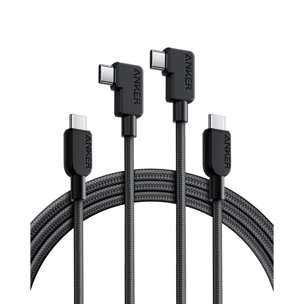 imageAnker USB C to USB C Right Angle Cable 240W 90 Degree TypeC Braided Charging Cord for iPhone 17 Series and More 2Pack 6FT Black180cm