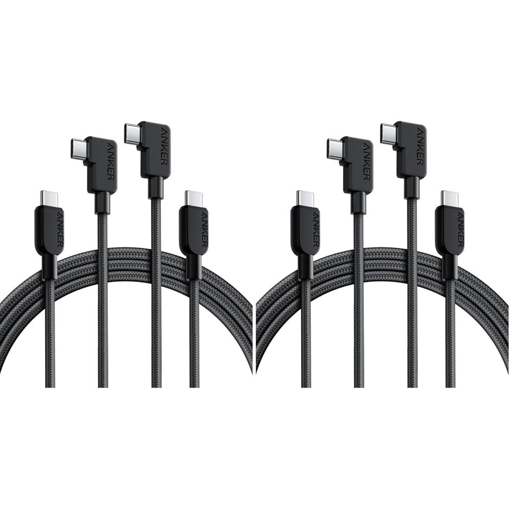 imageAnker USB C to USB C Right Angle Cable 240W 90 Degree TypeC Braided Charging Cord for iPhone 17 Series and More 2Pack 6FT Black180cm Pack of 2