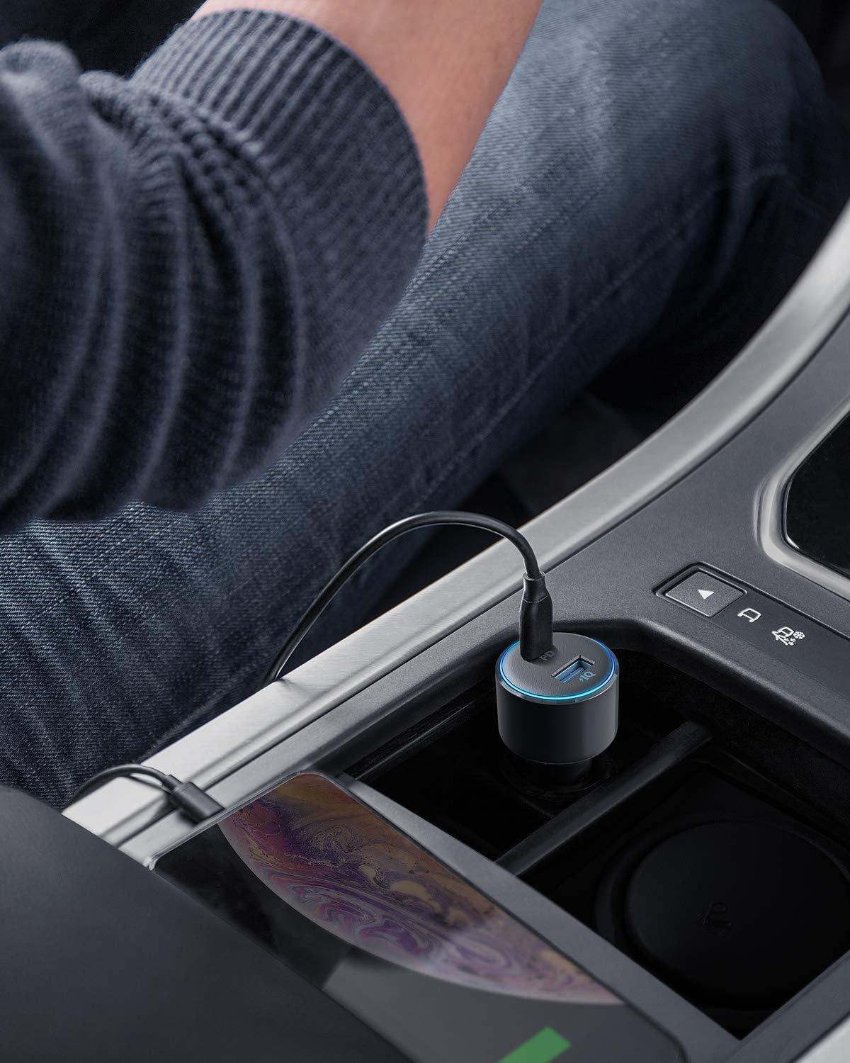 imageUSB C Car Charger Anker 42W PowerDrive Speed Duo 2 Port USB Fast Car Adapter with one 30W PD Port for iPhone 12proMax11 Pro Max XSXRX iPad Pro Macbook ProAir 2018 Pixel Galaxy LG and More