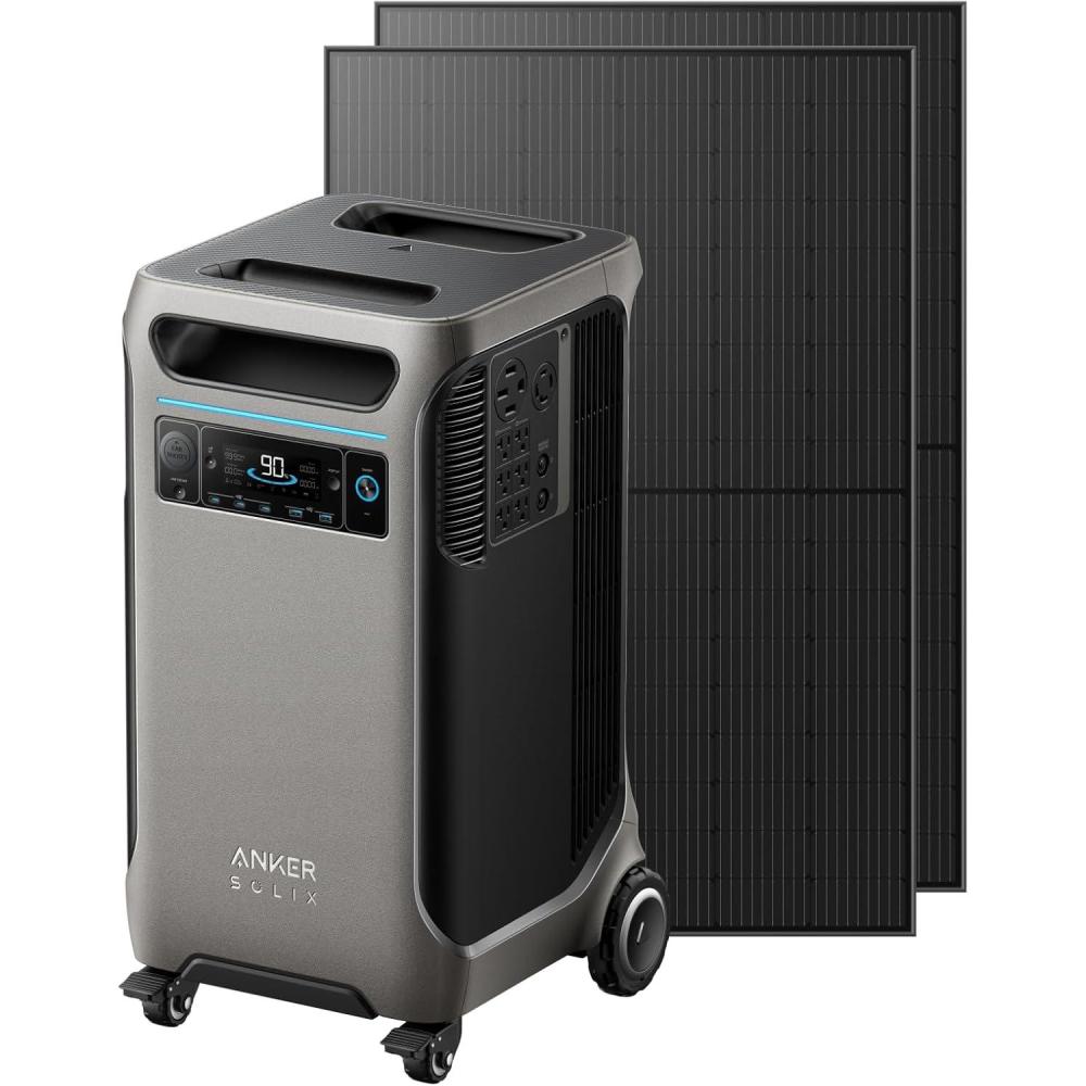 imageAnker SOLIX F3800 Portable Power Station with 4410W Rigid Solar Panels 3840Wh LiFePO4 Battery 6000W AC output with 120V240V Solar Generator for Home Use RV Emergencies Power Outages CampingF3800410W Rigid Panel Set