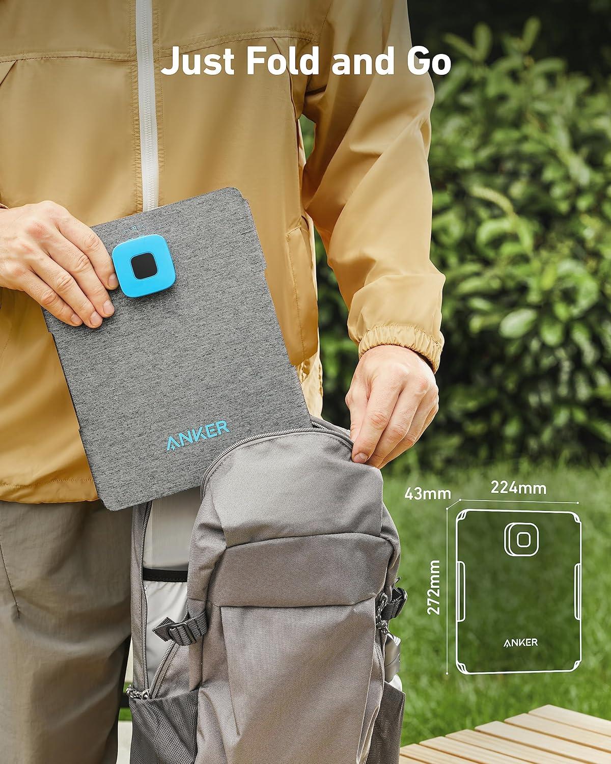 imageAnker Solix PS30 Solar Panel 30W Foldable Portable Solar Charger IP65 Water and Dust Resistance UltraFast Charging Charges 2 Devices at Once for Camping Hiking and Outdoor Activities