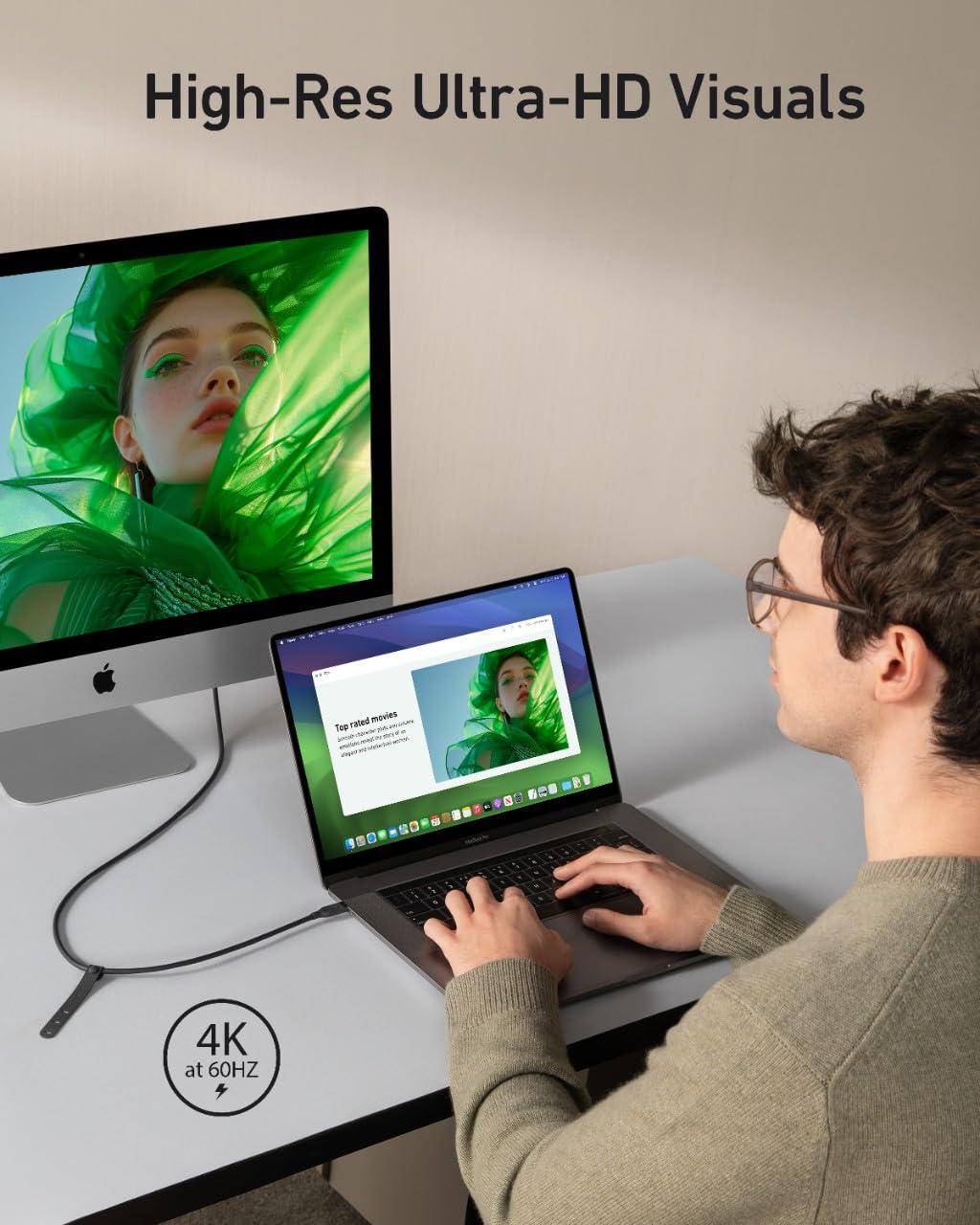 imageAnker USB 4 Gen 2 Cable 20 Gbps Data Transfer 4K HD Display 240W 3FT BioBased Charging USB C to Type C Cable for iPhone 16 Series USBC Laptops and More