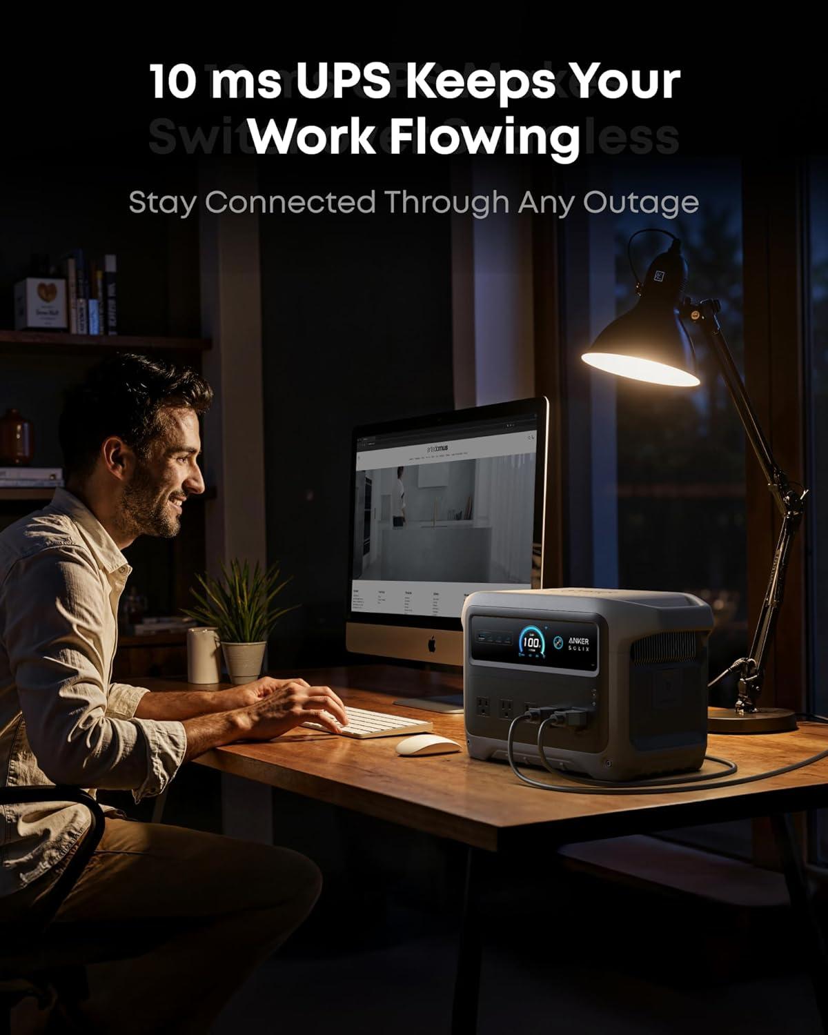 imageAnker SOLIX C1000 Gen 2 Portable Power Station with 200W Bifacial Solar Panel 2000W Peak 3000W Solar Generator Full Charge in 49 Min 1024Wh LiFePO4 BatteryAnker SOLIX C1000 Gen2 with 200W Bifacial Solar Panel