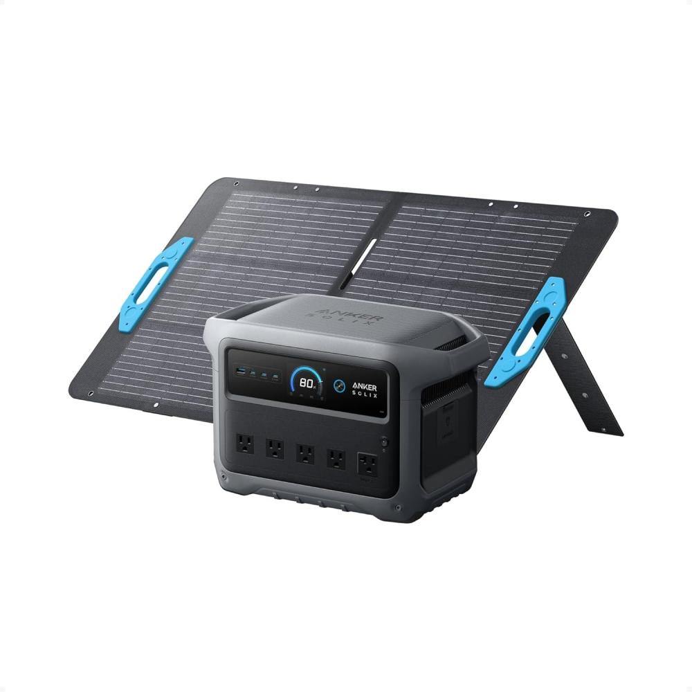 imageAnker SOLIX C1000 Gen 2 Portable Power Station with 200W Bifacial Solar Panel 2000W Peak 3000W Solar Generator Full Charge in 49 Min 1024Wh LiFePO4 BatteryAnker SOLIX C1000 Gen2 with 100W Solar Panel