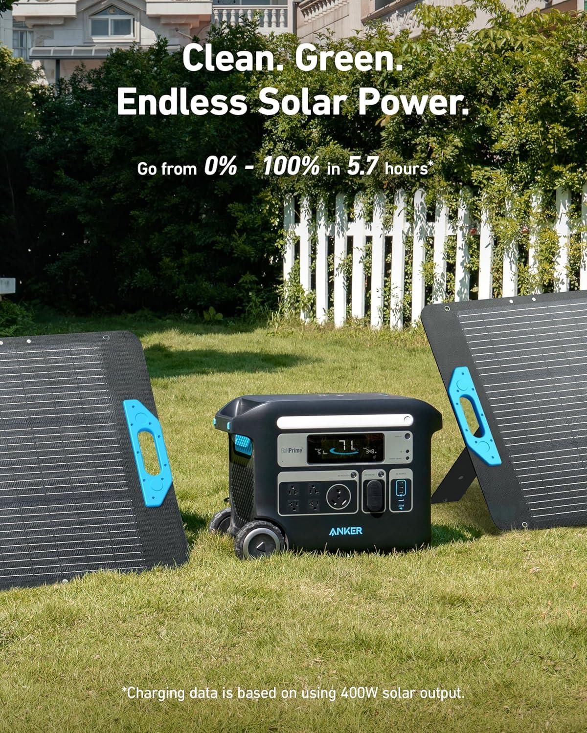 imageAnker SOLIX F2000 Portable Power Station PowerHouse 767 2048Wh GaNPrime Solar Generator with 200W Solar Panel LiFePO4 Batteries 4 AC Outlets Up to 2400W for Home Power Outage Outdoor CampingAnker SOLIX F2000