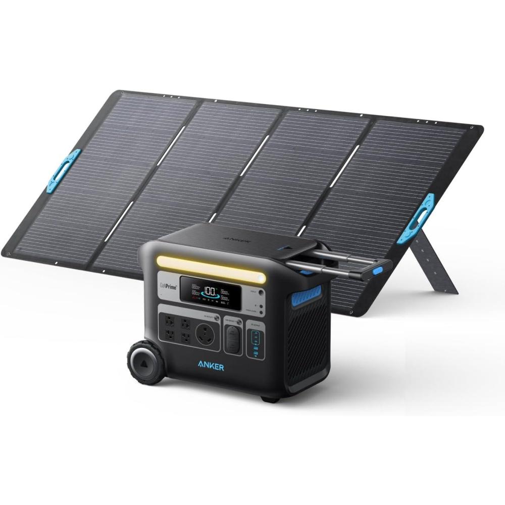imageAnker SOLIX F2000 Portable Power Station PowerHouse 767 2048Wh GaNPrime Solar Generator with 200W Solar Panel LiFePO4 Batteries 4 AC Outlets Up to 2400W for Home Power Outage Outdoor CampingAnker SOLIX F20001400W Solar Panel