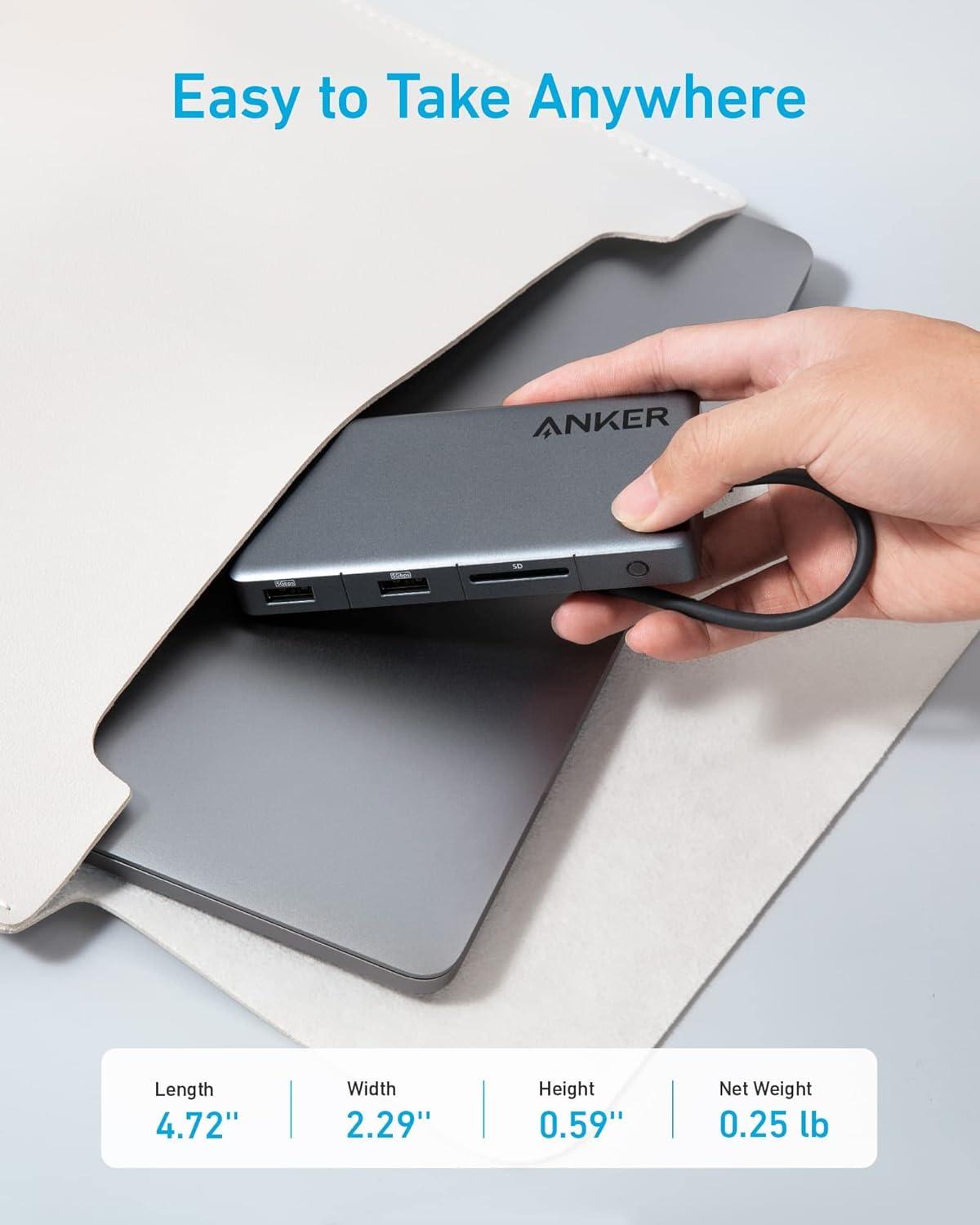 imageAnker USBC Hub 7in1 4K HDMI with 3 5Gbps USBC and USBA Data Ports Max 100W Power Delivery 4K HDMI Display Ethernet for Lenovo Dell XPS HP Laptops MacBook Ipad and More