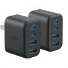 Anker Zolo USB C Charger Block, 2-Pack 4-Port Wall Adapter with 50W Max Output, 2 USB-C and 2 USB-A, Compact and Stable Design, for iPhone 17/16 Series, MacBook, iPad, Pixel, Galaxy, and More (Black)(Black)