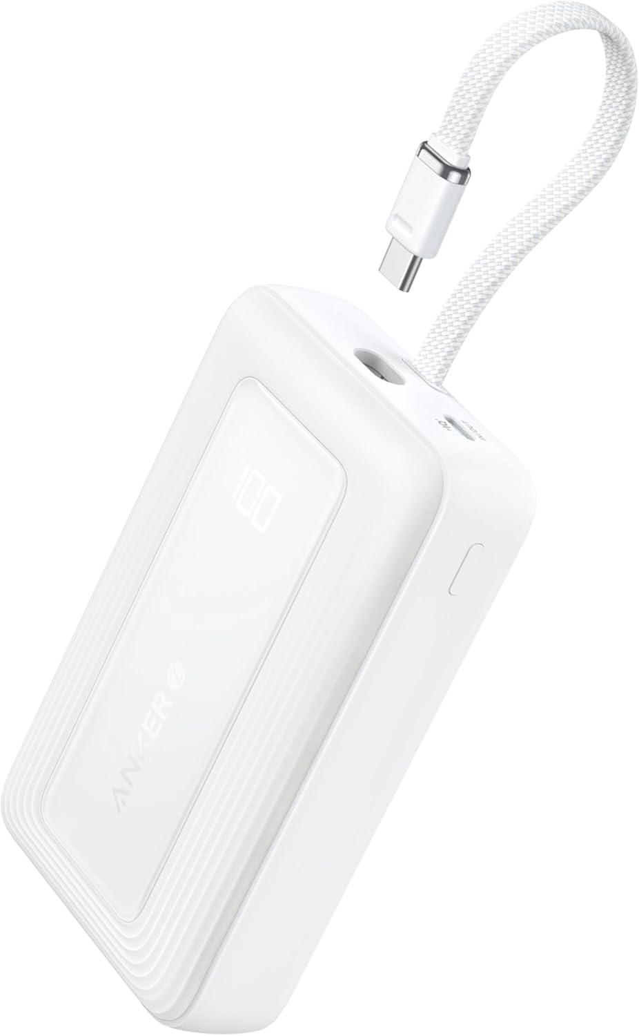 image:imageAnker Zolo Power Bank 2025 Upgraded Version 20000mAh 30W HighSpeed Portable Charger with Builtin USBC Cable Battery Pack for iPhone 1716 15 Series Galaxy and MoreWhite