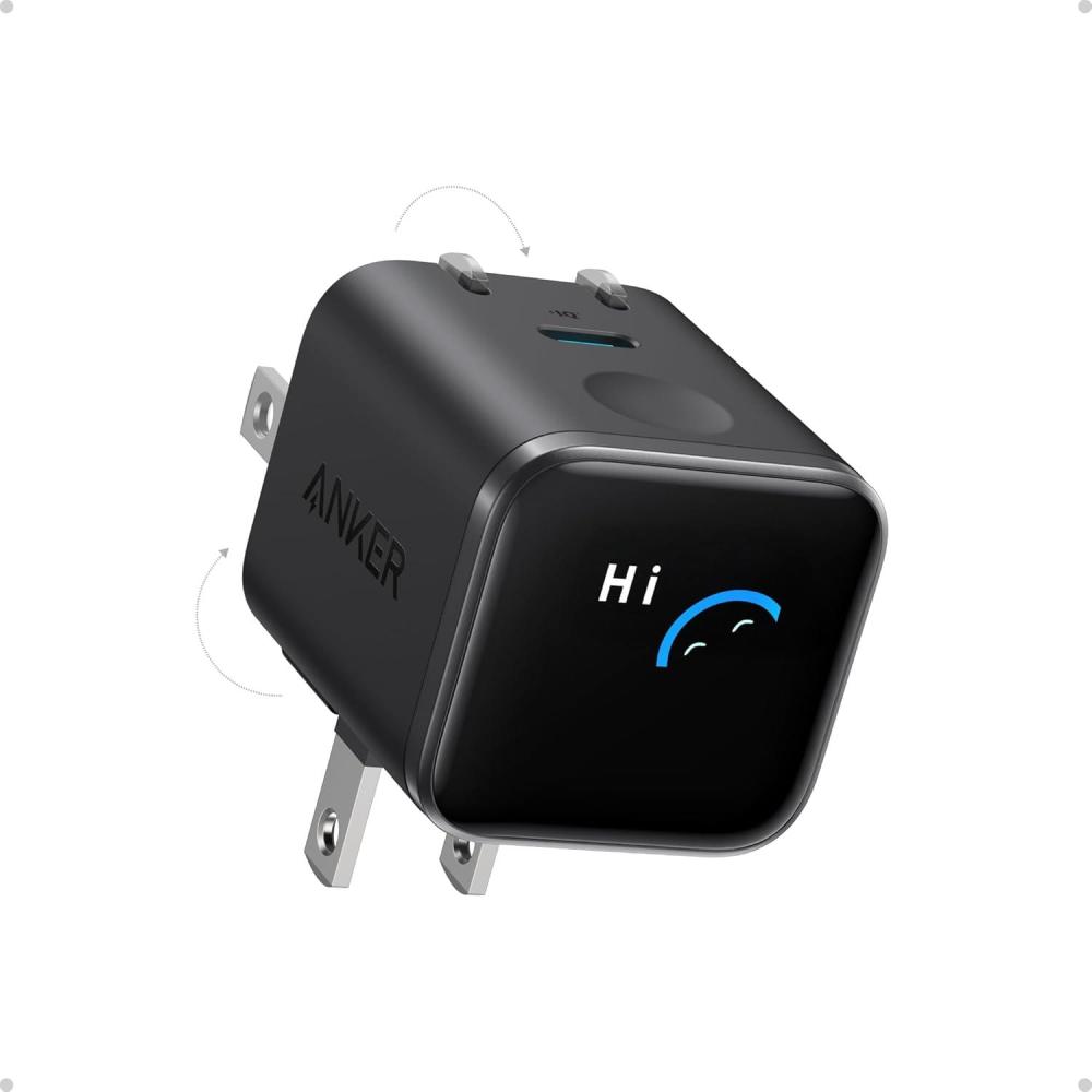 image:imageAnker Smart Display ChargerAnker Nano 45W Fast Charging USB C Wall Charger with Smart RecognitionBuiltin Care Mode180 Foldable Plugfor iPhone 171615 SeriesApple WatchBlackNo Cable IncludedBlack
