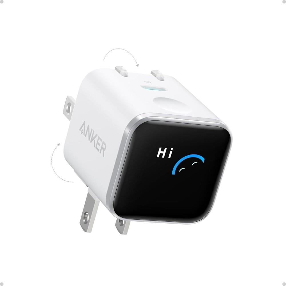 image:imageAnker Smart Display ChargerAnker Nano 45W Fast Charging USB C Wall Charger with Smart RecognitionBuiltin Care Mode180 Foldable Plugfor iPhone 171615 SeriesApple WatchBlackNo Cable IncludedWhite