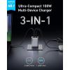 Anker Prime Charger, 100W 3-Port GaN USB C Charger Block, Foldable and Compact for MacBook, iPad, iPhone 17 Series, Galaxy S24/S23, and More