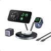 Anker Prime MagSafe Charger Compatible, 3-in-1 Charging Station, Qi2 25W Certified Wireless Charger Dock Stand, Smart Display with TEC Active Cooling, for iPhone 17, Apple Watch, AirPods (White)(Phantom Gray)