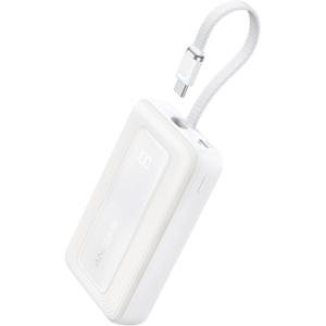 Anker Zolo Power Bank (2025 Upgraded Version), 20,000mAh 30W High-Speed Portable Charger with Built-in USB-C Cable, Battery Pack for iPhone 17/16 / 15 Series, Galaxy, and More(White)