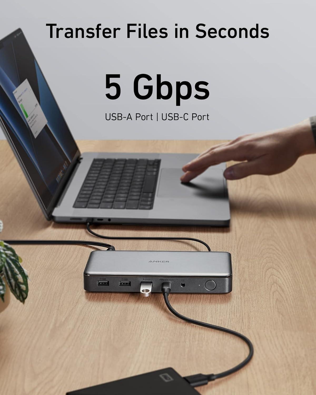 image:imageAnker MacBook Pro Docking Station Anker Triple Display 564 USBC Docking Station 10in1 Dual 4K HDMI and DisplayPort 4 USB Data Ports for Windows and MacBook Dell Hp Thinkpad Laptops amp More