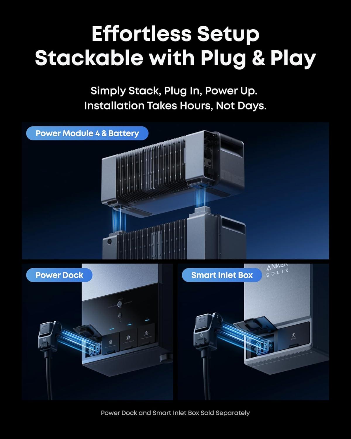 image:imageAnker SOLIX E10 with Power Dock and Extra Battery 12kWh Expandable to 90kWh 10kW Turbo Output 200A WholeHome Automatic Backup 20ms Switchover Reduce Bills NEMA 4 amp NEMA 3RE10B6000 Battery