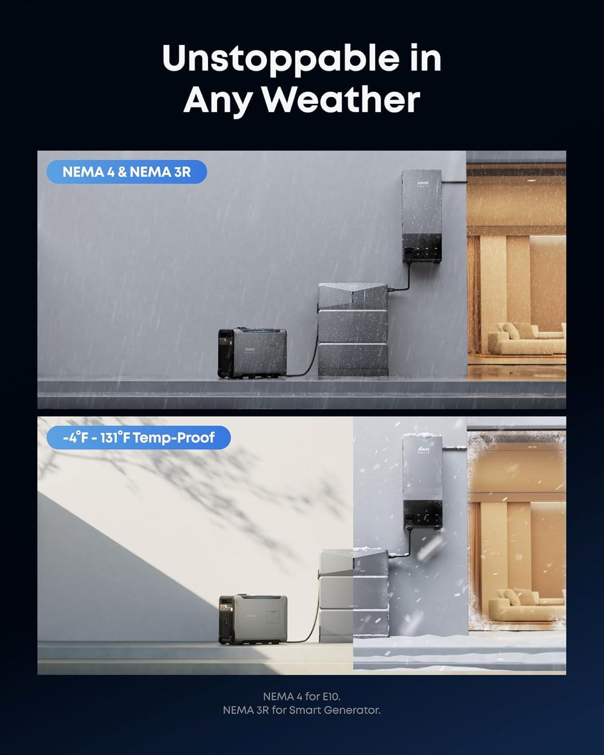 image:imageAnker SOLIX E10 Smart Inlet Box and Extra Battery 12kWh Expandable to 90kWh 10kW Turbo Output Manual Backup Reduce Bills NEMA 4 amp 3R Up to 12Month 0 APR2x 400W Solar Smart Generator 5500