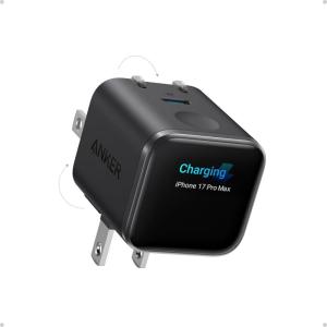 Anker Smart Display Charger,Anker Nano 45W Max GaN Fast Charging USB C Charger Block,180° Foldable Plug,Smart Recognition,Built-in Care Mode,for iPhone17/16/15(Non-Battery,One USB-C Port,No Cable)(Black)