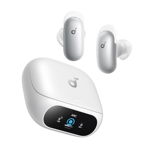 Soundcore Anker Liberty 5 Pro Max,AI Note-Taker Wireless Earbuds,Noise Cancelling,1.78″ AMOLED Display,Whisper-Clear Calls,AI Meeting Transcription for Business(Pearl White)