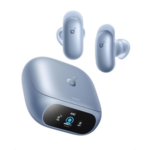 Soundcore Anker Liberty 5 Pro Max,AI Note-Taker Wireless Earbuds,Noise Cancelling,1.78″ AMOLED Display,Whisper-Clear Calls,AI Meeting Transcription for Business(Pearl Blue)