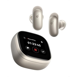 Soundcore Anker Liberty 5 Pro Max,AI Note-Taker Wireless Earbuds,Noise Cancelling,1.78″ AMOLED Display,Whisper-Clear Calls,AI Meeting Transcription for Business(Titanium Gold)