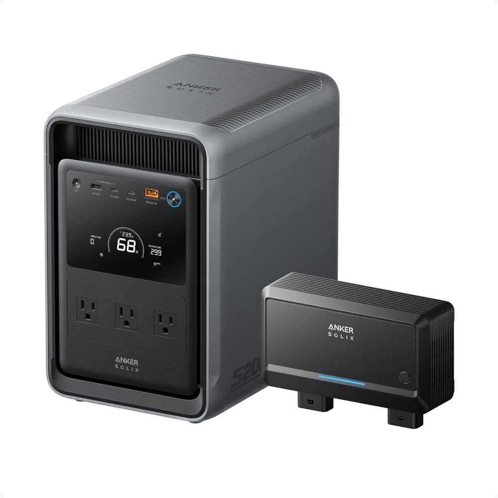 image:imageAnker SOLIX S2000 Portable Power Station 1500W Solar Generator for Home Use 35Hr Fridge Backup 2010Wh LFP Battery for Home Backup Emergencies Power Outages Camping Solar Panel OptionalAlternator ChargerSOLIX S2000