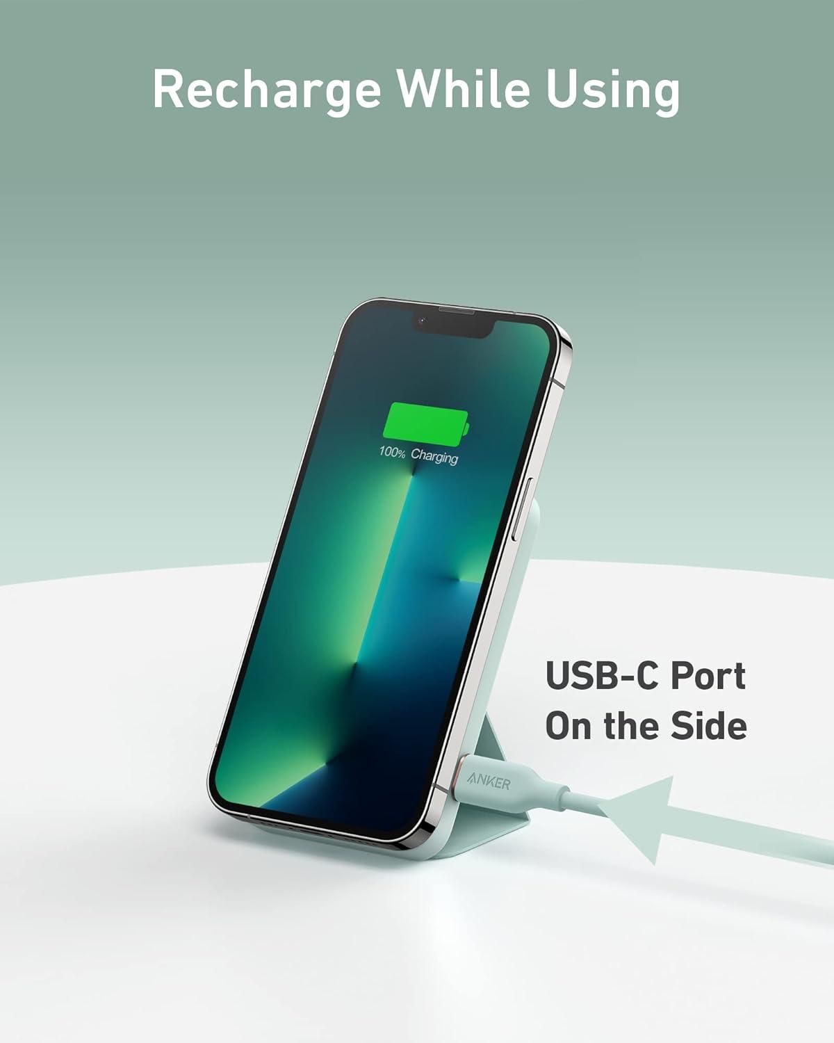 imageAnker 622 MagGo Wireless Magnetic External Battery 5000mAh Power Bank Fast Charging Foldable with USBC for iPhone 17 Pro Max16151413 SeriesGreen