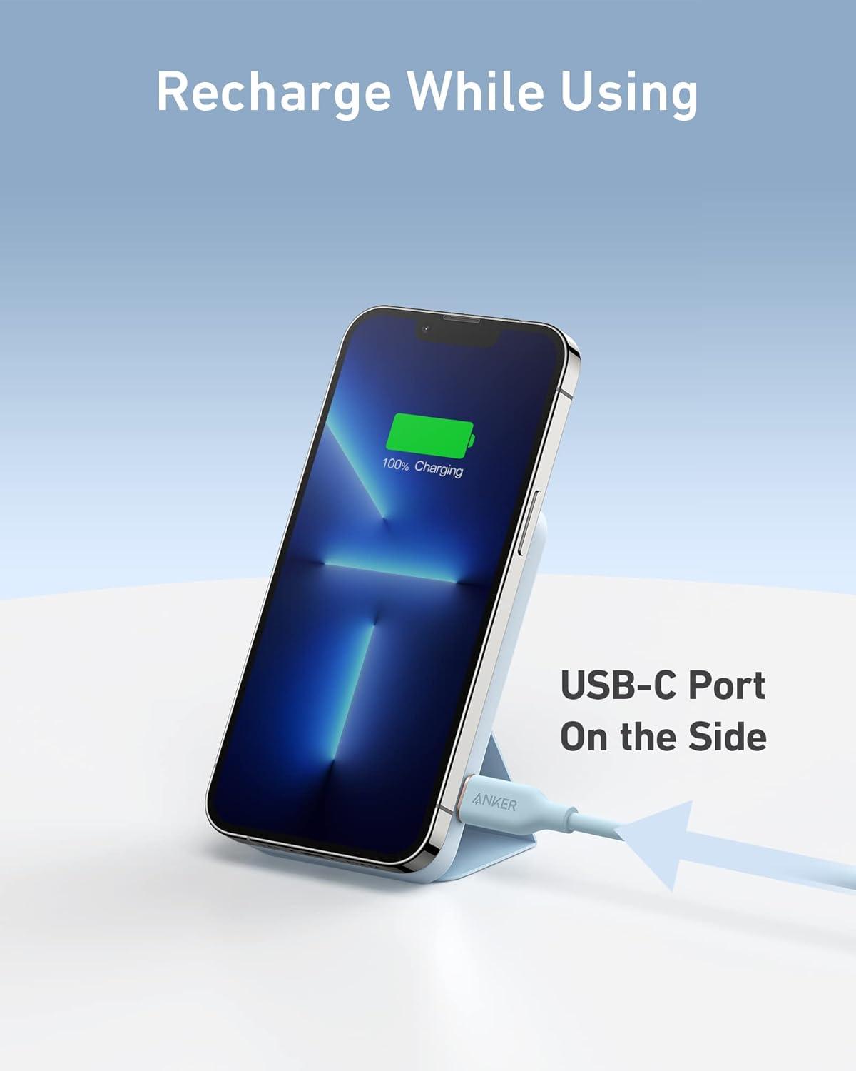 imageAnker 622 MagGo Wireless Magnetic External Battery 5000mAh Power Bank Fast Charging Foldable with USBC for iPhone 17 Pro Max16151413 SeriesMisty Blue