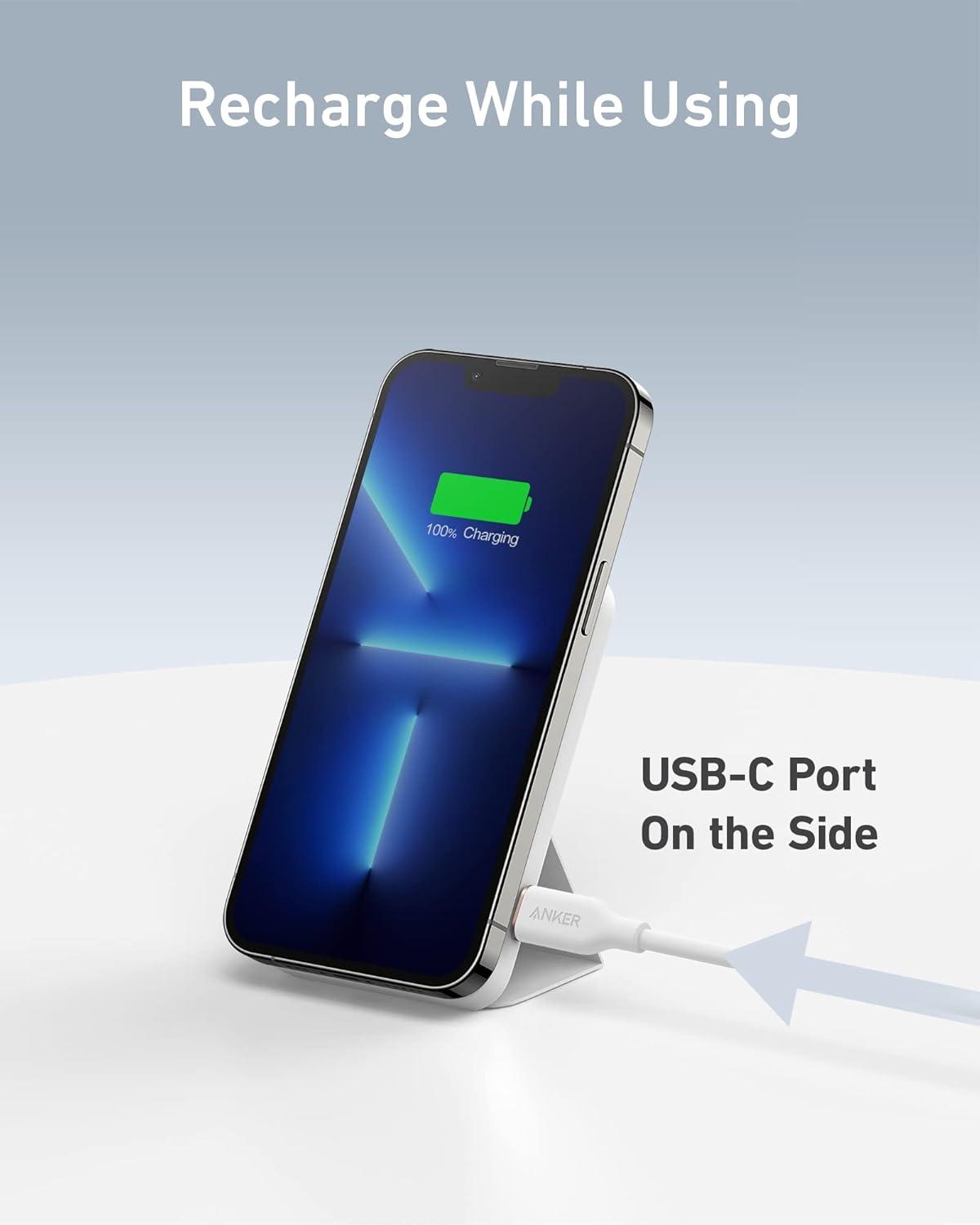 imageAnker 622 MagGo Wireless Magnetic External Battery 5000mAh Power Bank Fast Charging Foldable with USBC for iPhone 17 Pro Max16151413 SeriesWhite Dolomite