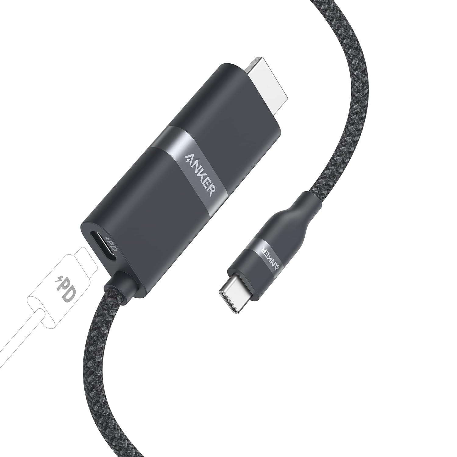 imageAnker HDMI to USBC Cable 4K60Hz HDR Ultra Fast USBC to HDMI Cable Nylon Braided with Advanced Shielding Thunderbolt 543 for MacBook iPad iPhone 1615 HD TV ampamp More 18 m0 9m